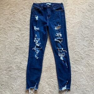 Cello Dark blue ripped skinny jeans high wasted Size 5 raw hem